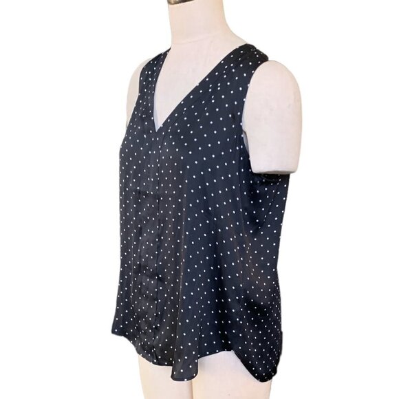 Banana Republic Polka Dot Black White Sleeveless V-Neck Top Sz M #99L - Picture 4 of 8